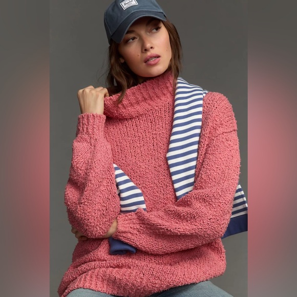 Anthropologie Sweaters - Anthropologie The Need-It Oversized Mock Neck Sweater Size XL Rose NWT